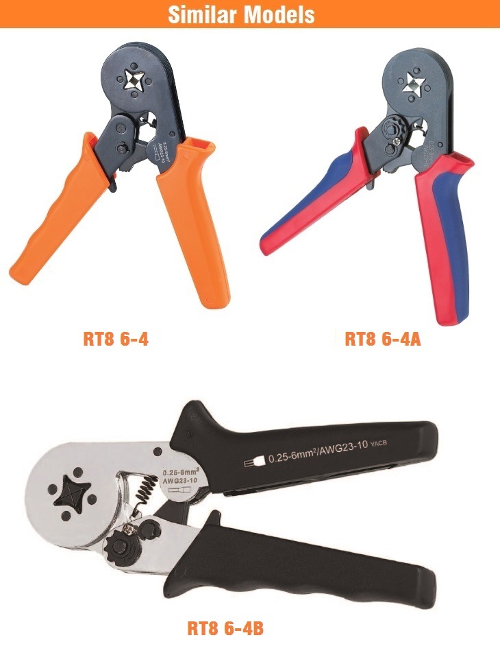 Self Adjustable Hand Crimping Tool for Wire Terminal and Cable Lug Crimping Rt8 6-4