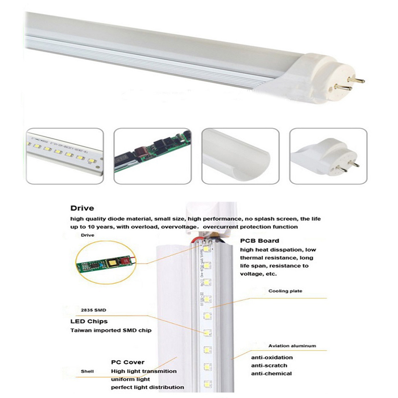 Durable Energy Saving SMD 2835 18W 1620lm T8 LED Light