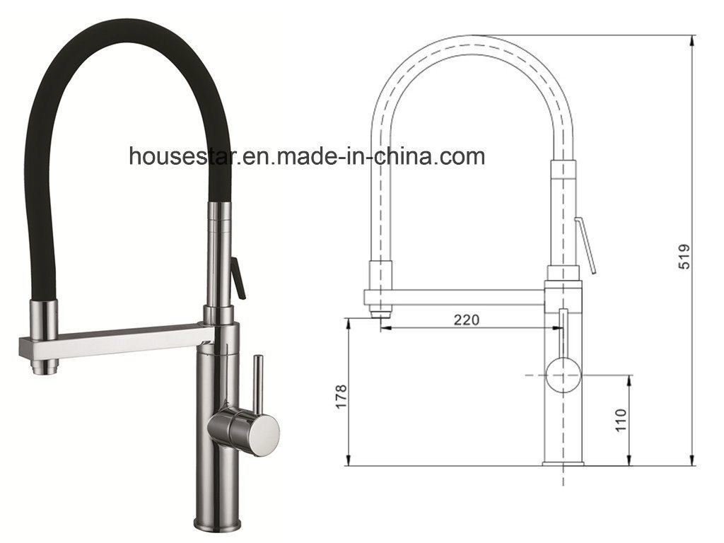 New Silicone Tube Brass Body Sink Mixer Kitchen Faucet (HHY3028)