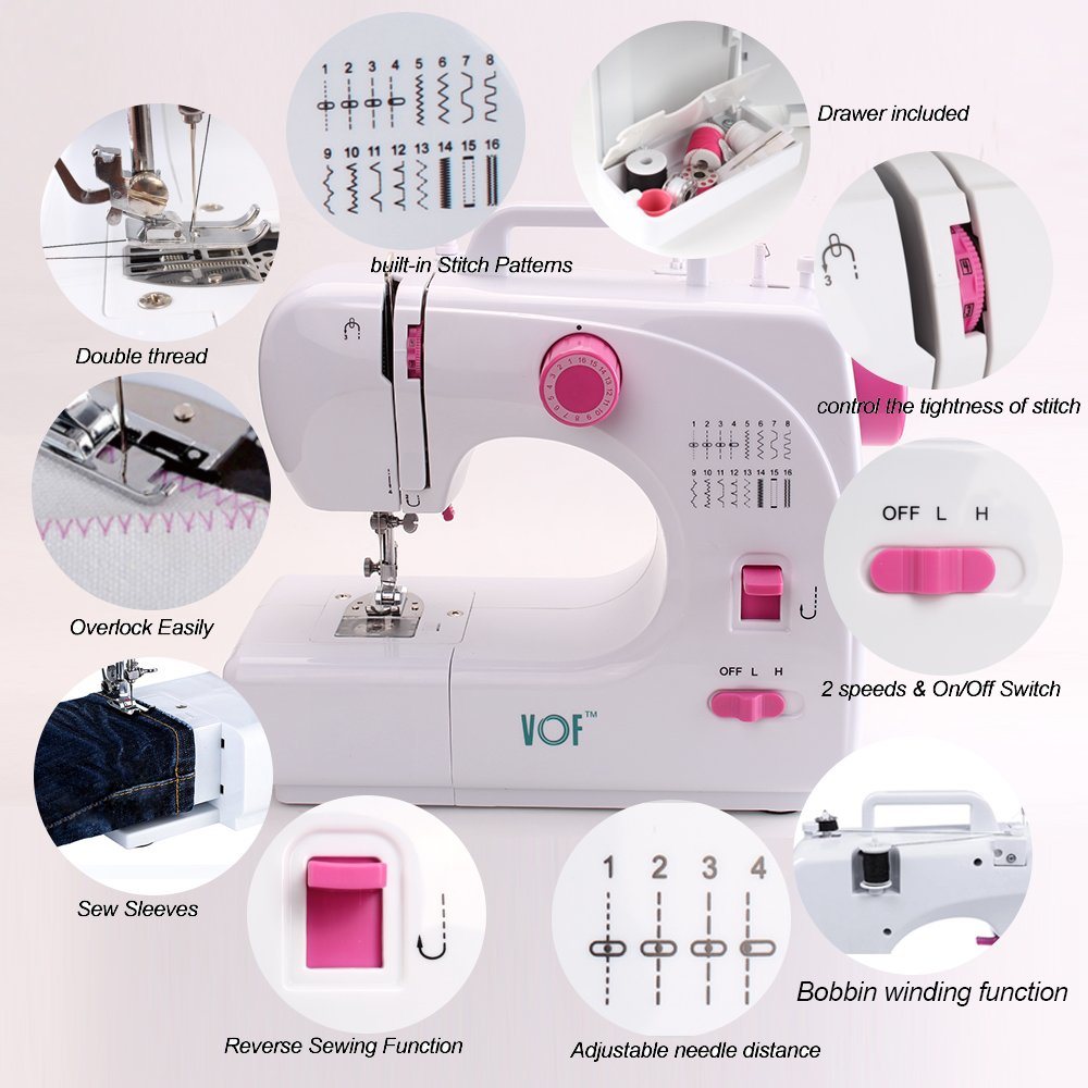 Vof Clothing Mini Sewing Machine with 16 Stitches (FHSM-508)