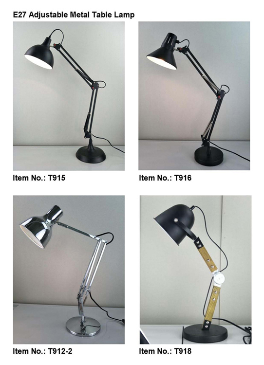 Foldable Black Long Swing Arm Office Table Lamp for Reading