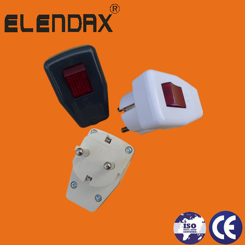 Europe 10/16A 2 Pin Electrical Plug with Switch (P7055)