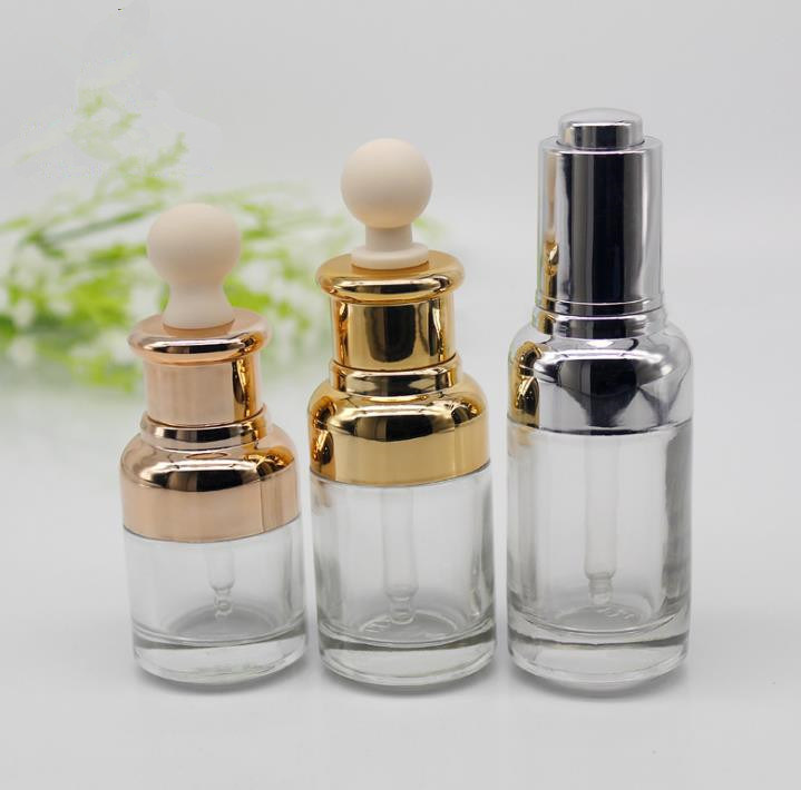 20ml 30ml Shoulder Dropper Essential Oil Glass Bottle with Plastic Dropper Cap (PPC-GB-026)