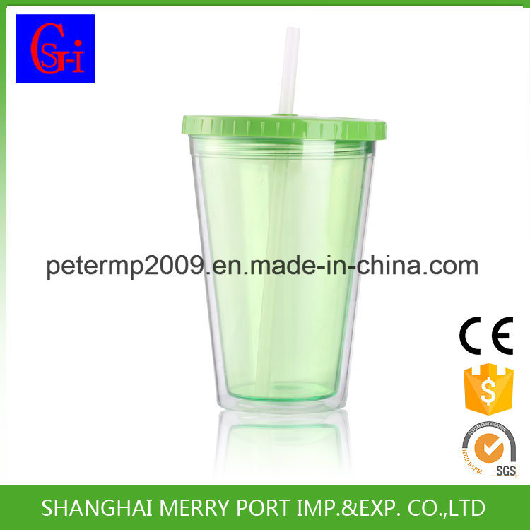 Customized Double Wall Plastic Ice Juice Water Tumbler (HDP-0174)