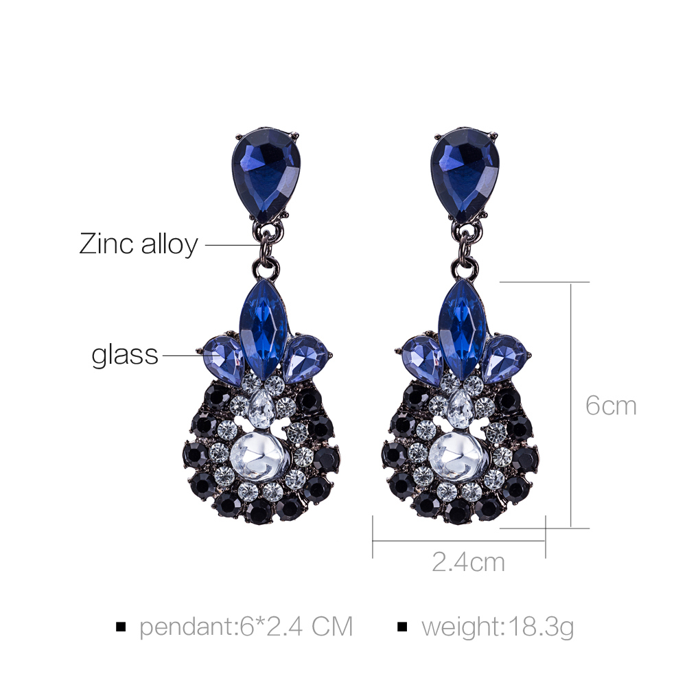 Fashion Exaggerated Long Cut Diamond Alloy Retro Black Gun Plated Earring