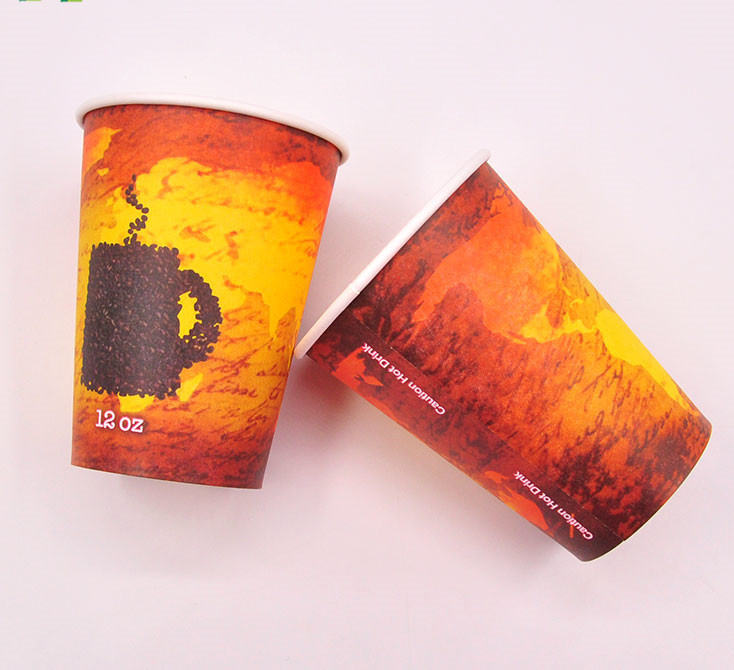 Single Wall 12oz Disposable Hot Paper Coffee Cups