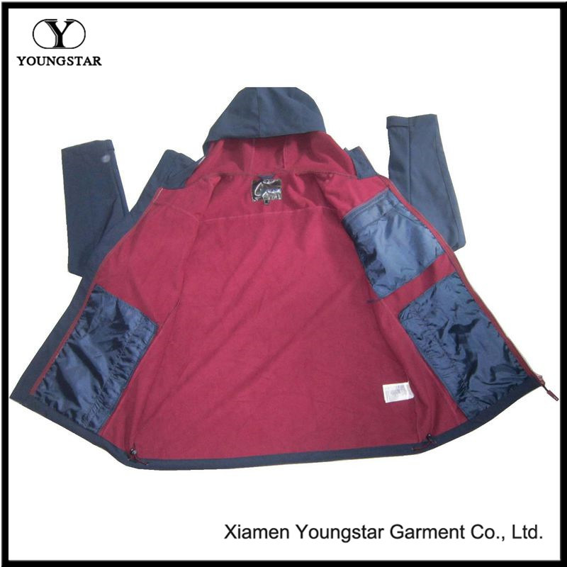 Ys-1071 Mens Blue Polar Fleece Hooded Softshell Jacket Clothing for Men