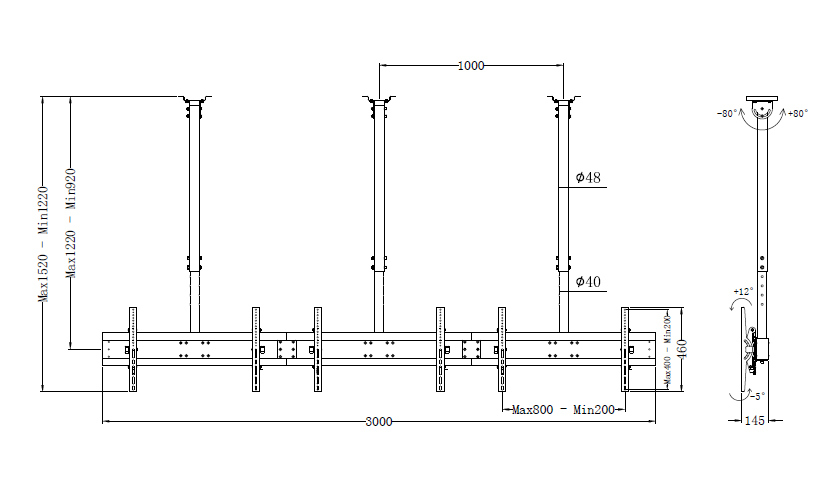 Ceiling Mount Menuboard 3-Screen (CM 300C)