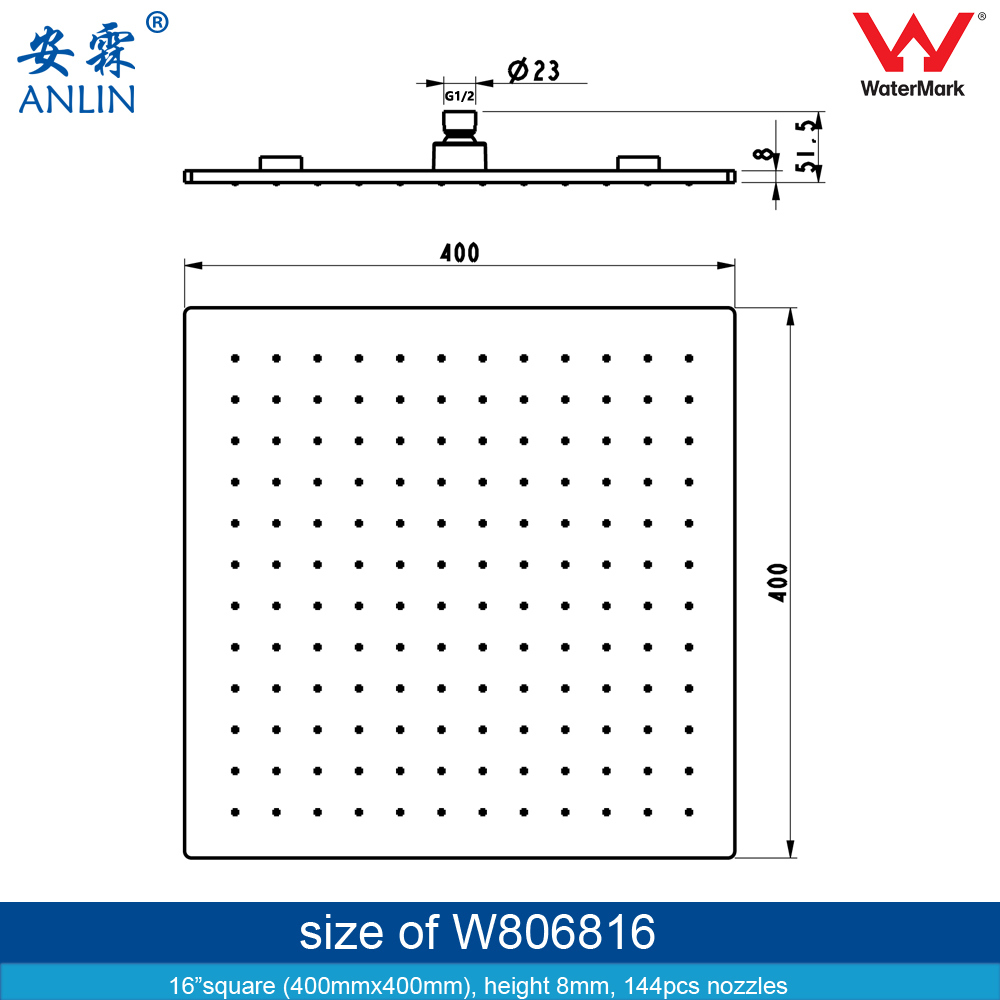 Extra Large & Luxury Watermark Rainfall Shower