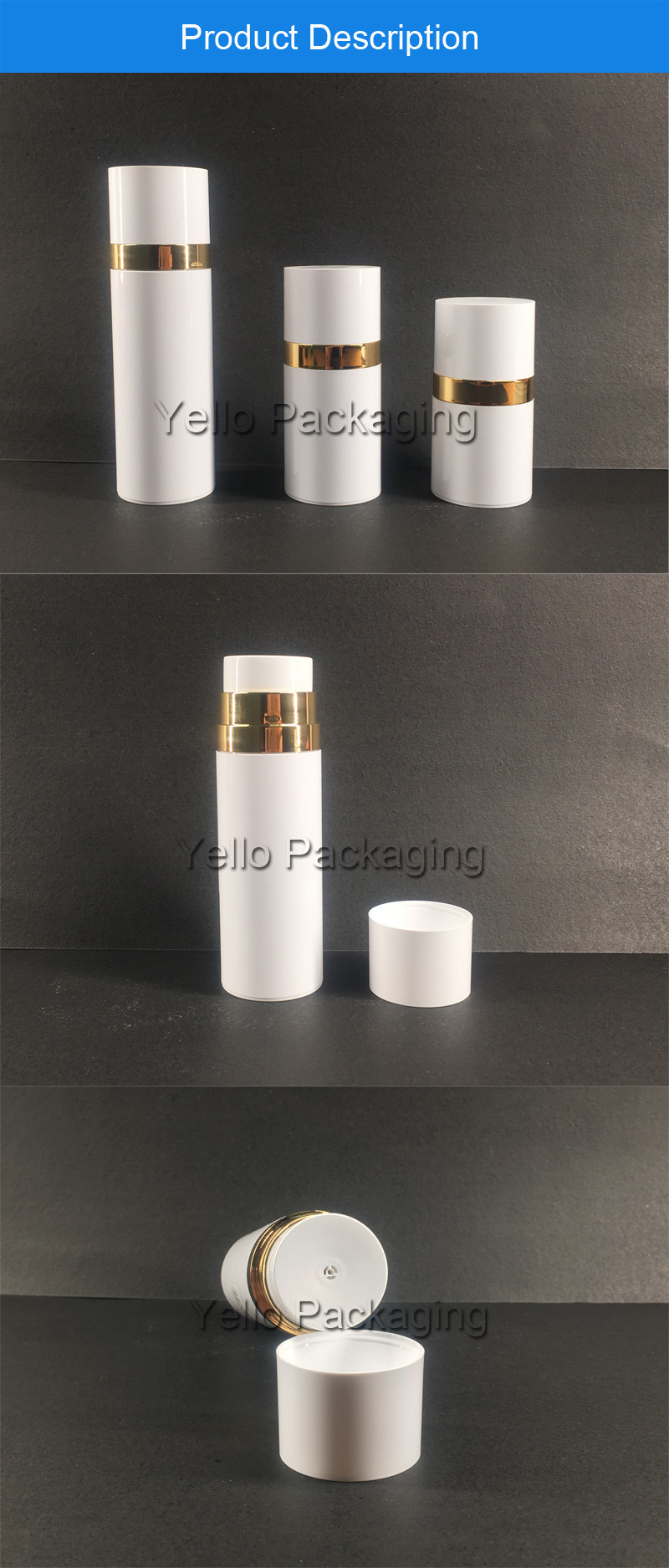 Wholesale Cylinder White Airless Pump Bottle Cosmetic