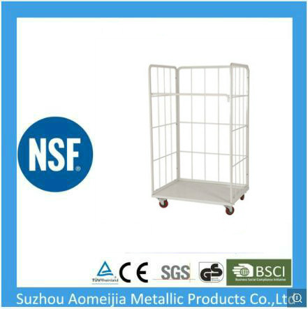 Logistic Flat Bed Cargo Trolley Metal Folding Mesh Roll Cage / Logistics Cart