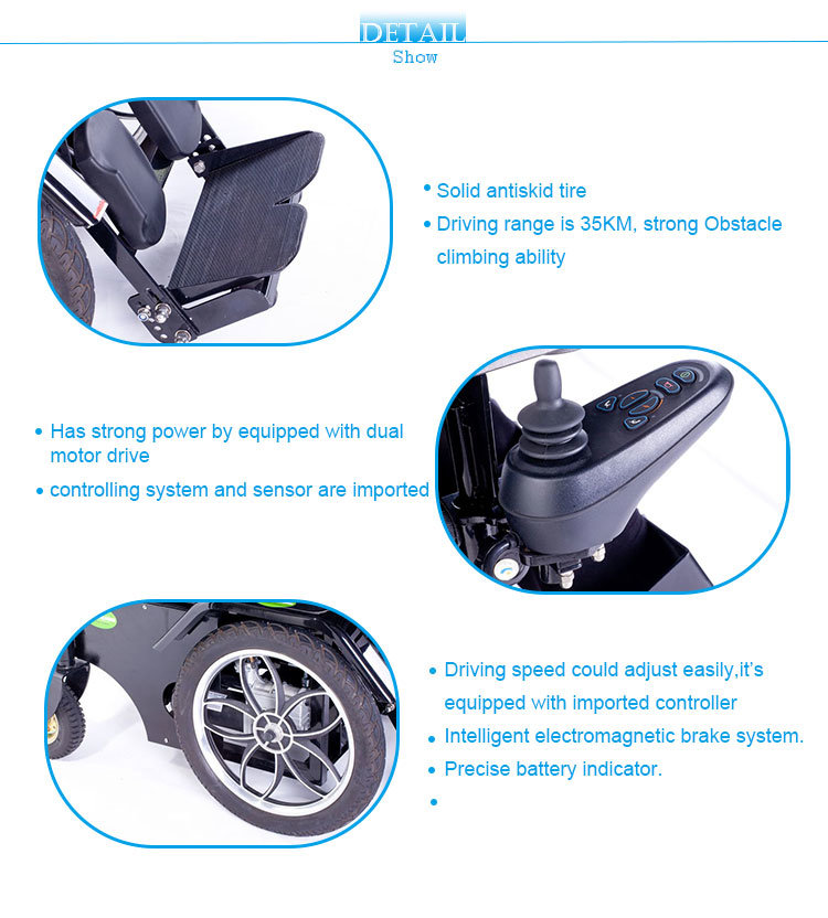 320W Steel Standing up Electric Power Wheelchair with Light