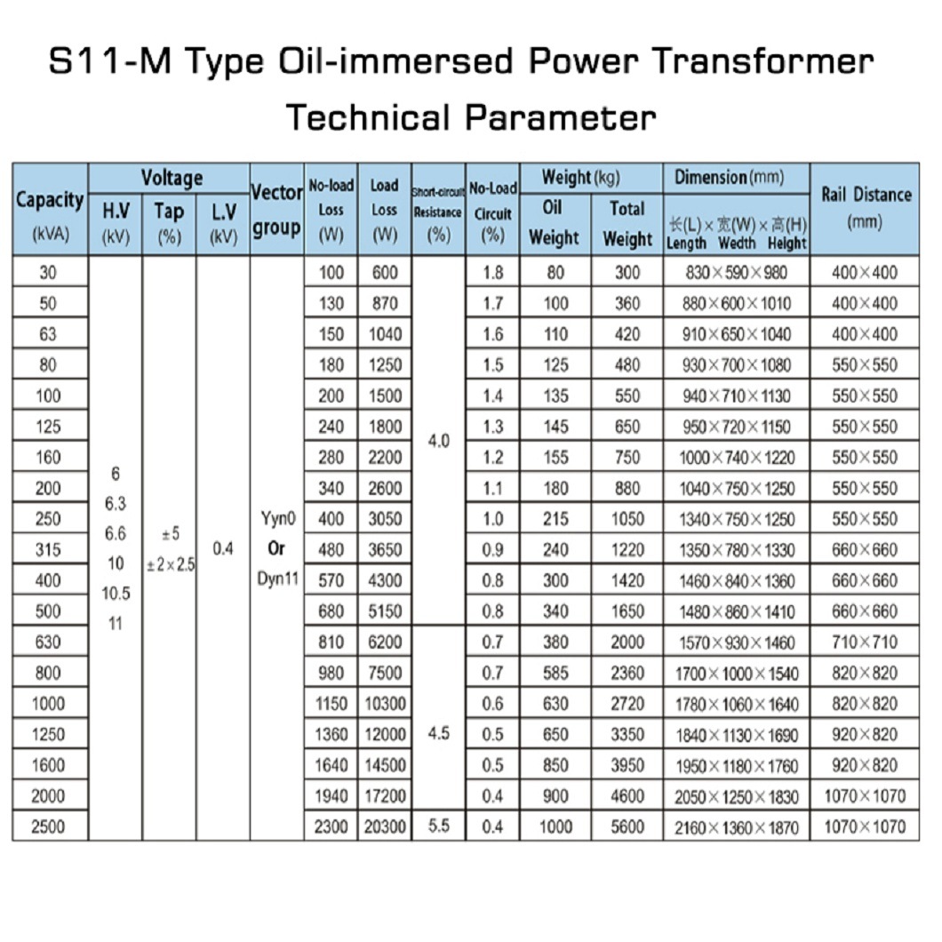 S11 Type 10kv Outdoor Oil Immersed Distribution Power Transformer