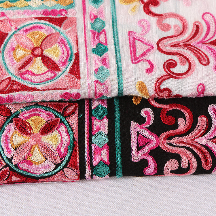 Colorful Ethnic Style Embroidery Lace Fabric for Garment Accessories