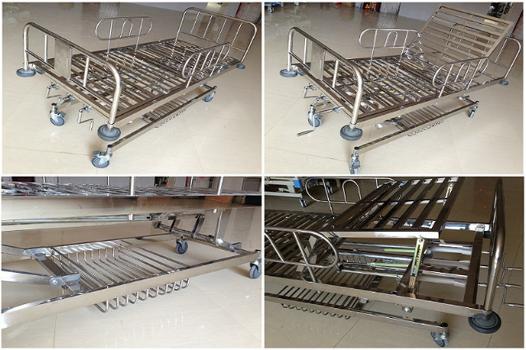 Cheap Stainless Steel Three Cranks Manual Hospital Bed, Hospital Equipment Bed