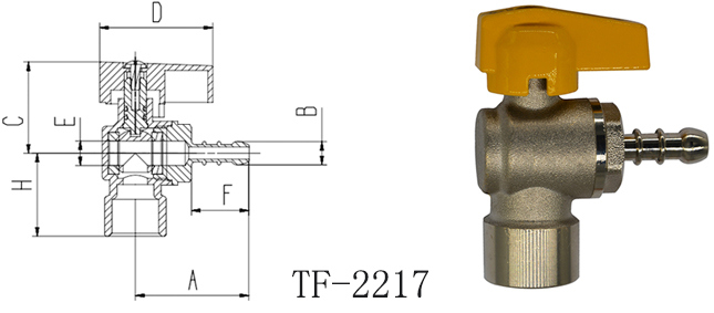 Brass Angle Gas Valve with Female Thread (TF-2217)