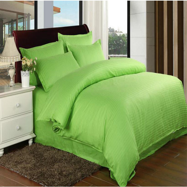 Stock Satin Stripe Bedding Set Bedsheet for Hotel/Home (DPF1059)