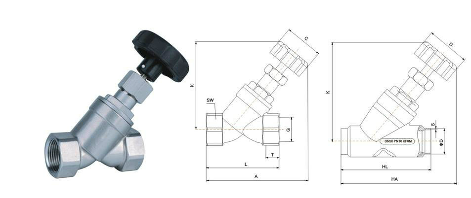 Manual Stainless Steel Angle Seat Valve