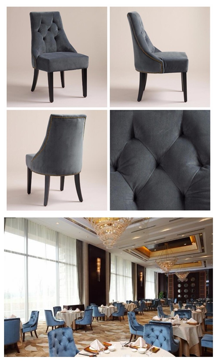 Elegent Design Wooden Dining Chair Fabric Upholstery Custom Restaurant Furniture (HD086)