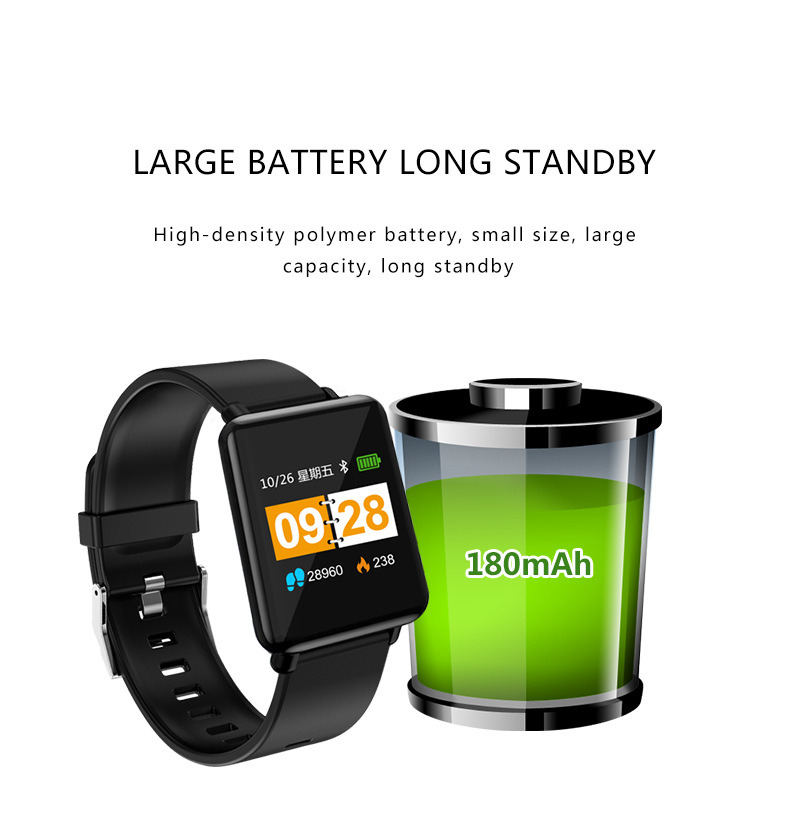 Less Than USD8/PCS 1.44 Color Screen IP67 Waterproof Heart Rate, Blood Pressure, Blood Oxygen Monitoring Sports Bracelet Watch