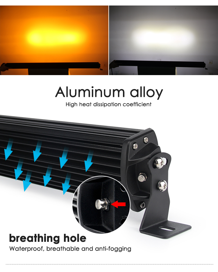 New Arrival 52 Inch Dual Color 3 Rows Curved Car Offroad Strobe LED Light Bar