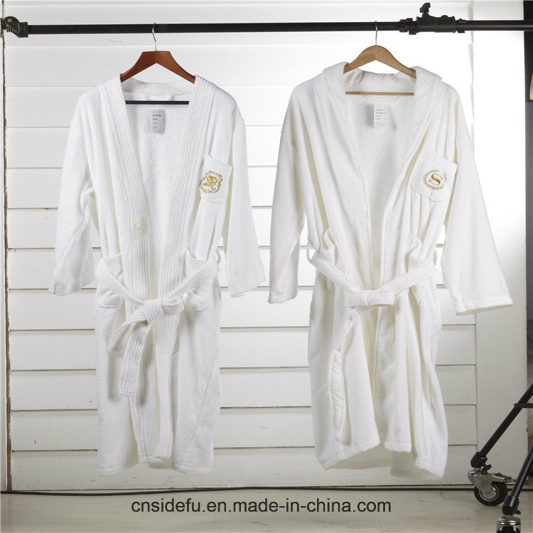 Embroidery Logo Adults Plain Dyed Breathable Velour Bathrobe Hotel