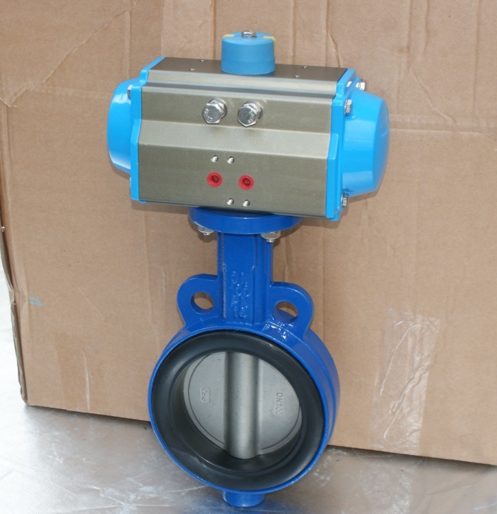 JIS Cast Iron Ggg40 Wafer Type Butterfly Valve 10k with Pneumatic Actuator