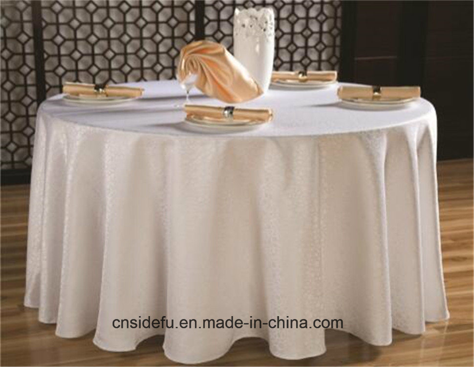 Hotel Damask Custom Jacquard White Wedding Round Table Cloth