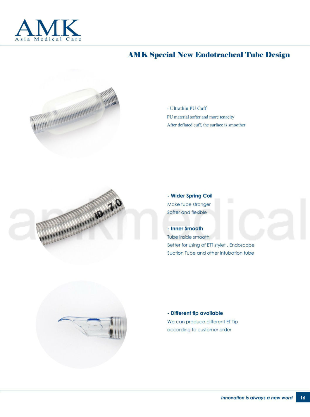 Disposable Medical Reinforced Endotracheal Tube with Suction Port- Ultrathin PU Cuff