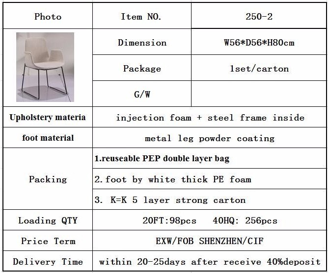 Metal Fast Food Industrial Fabric Meeting Dining Chair Design with Arm