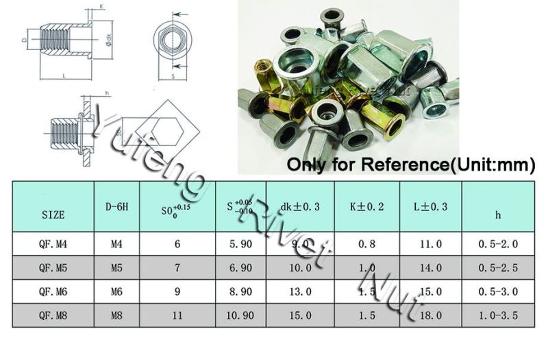 Flat Head Full Hexagonal Body Rivet Nut