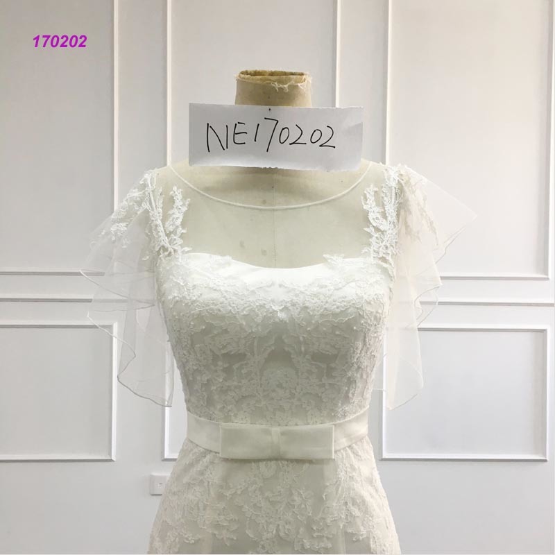 New Wedding Dress Luxury Flare Cuff and Trumpet Bridal Gown with Bow Waistband