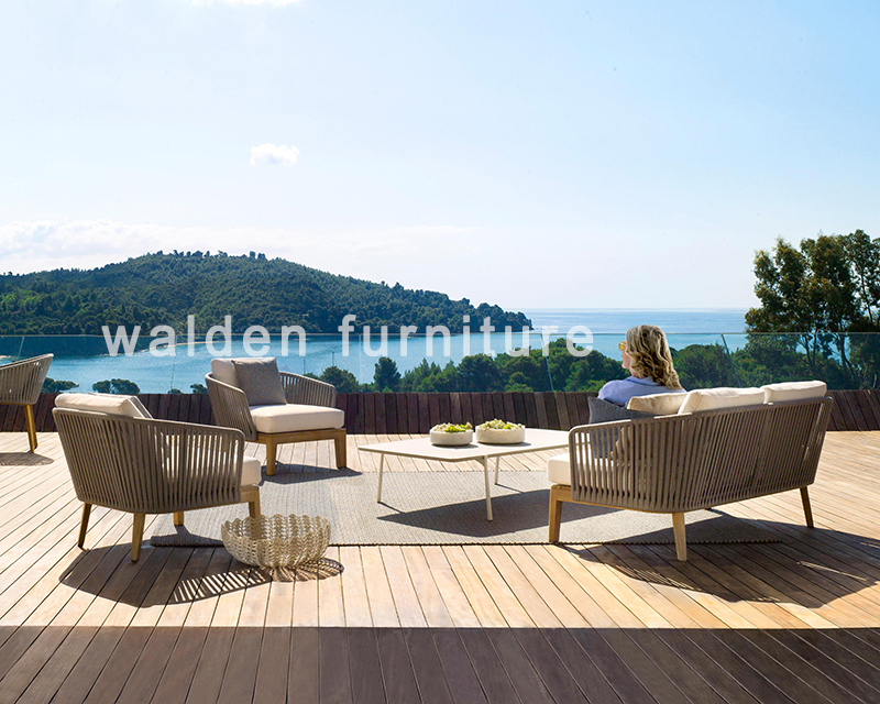 2018 Walden New Rope Weaving Lounge Chair/Wood Sofa Lounge/Outdoor Rope Furniture