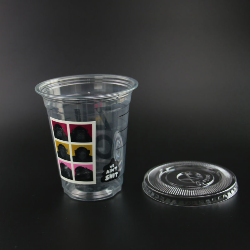 12oz Disposable Clear Pet Plastic Beverage Cup with Lid