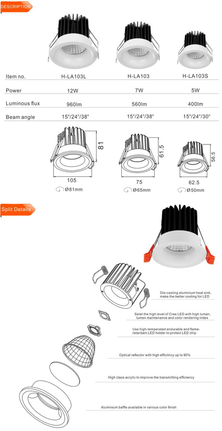 IP44 Bathroom LED 0-10V Dimmable 7W 8W Downlight