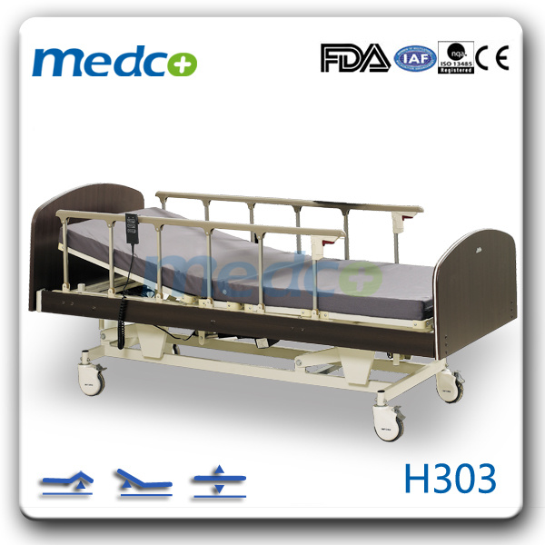 Hospital Wooden Three Functions Electric Home Care Bed
