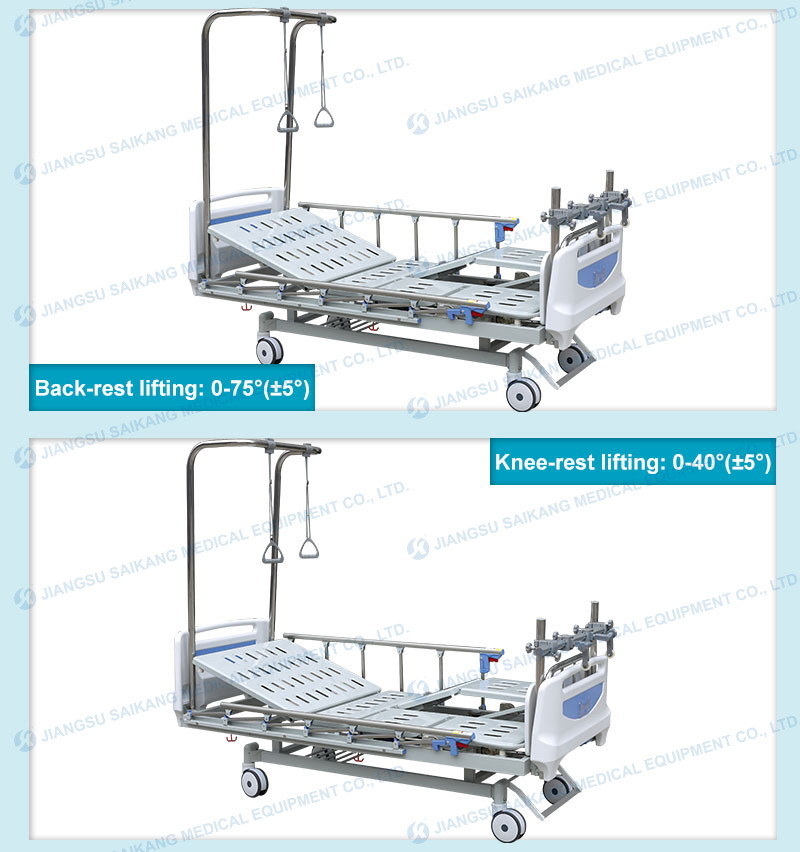 Hospital Three-Crank Two Functions Therapy Orthopedics Traction Bed