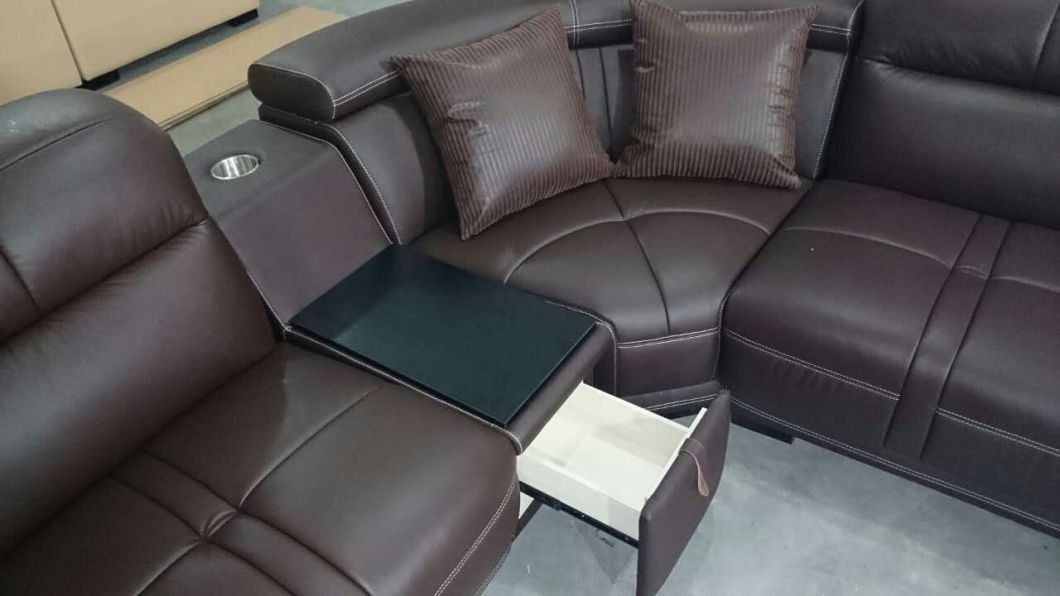 High Quality Leather Sofa, Sofa with Corner, Factory Price (A849)