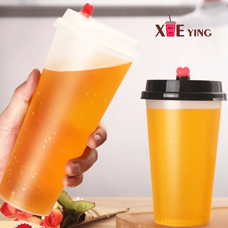 Wholesale Cheap Plastic 24/32 Oz Plastic Clear Cold Drink PP Cups with Flat Lids Disposable