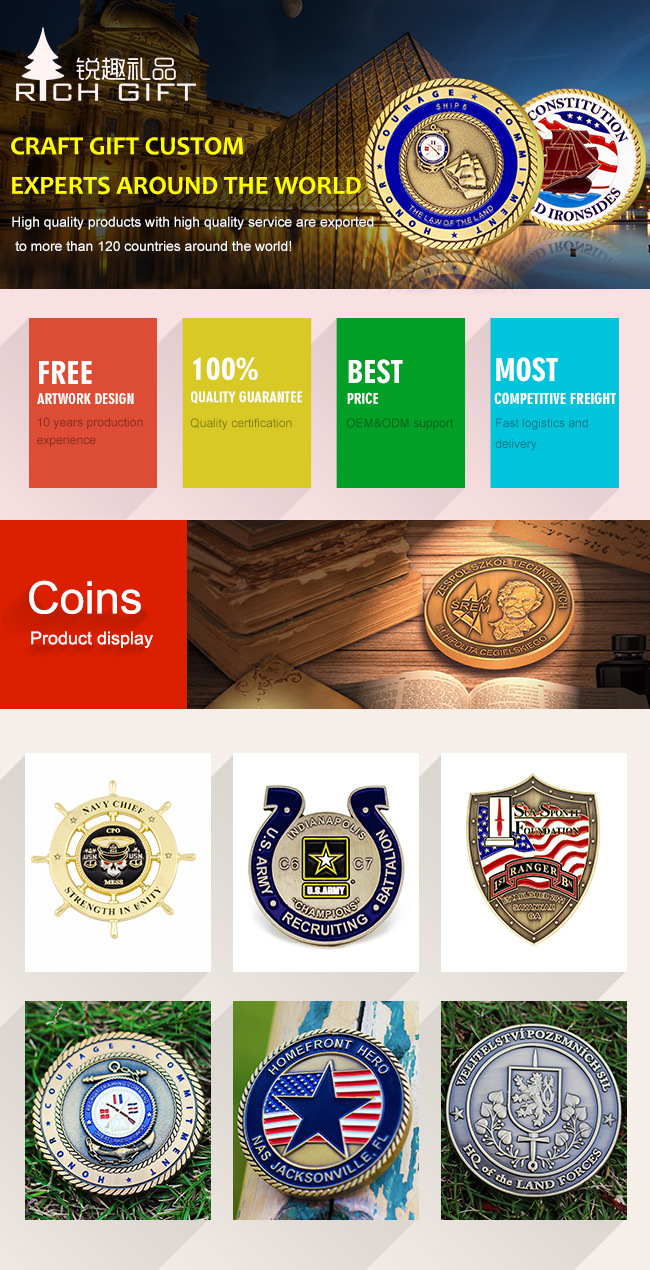 Free Sample Custom Promotional Blank Metal Brass Silver Plated Challenge Coin for Decoration