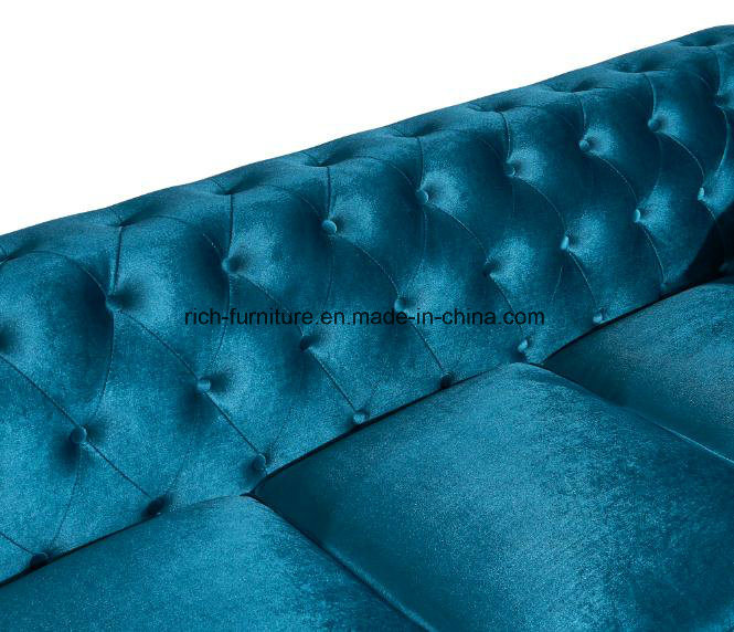 Modern Hotel Furniture Velvet Fabric Chesterfield Sofa Chair