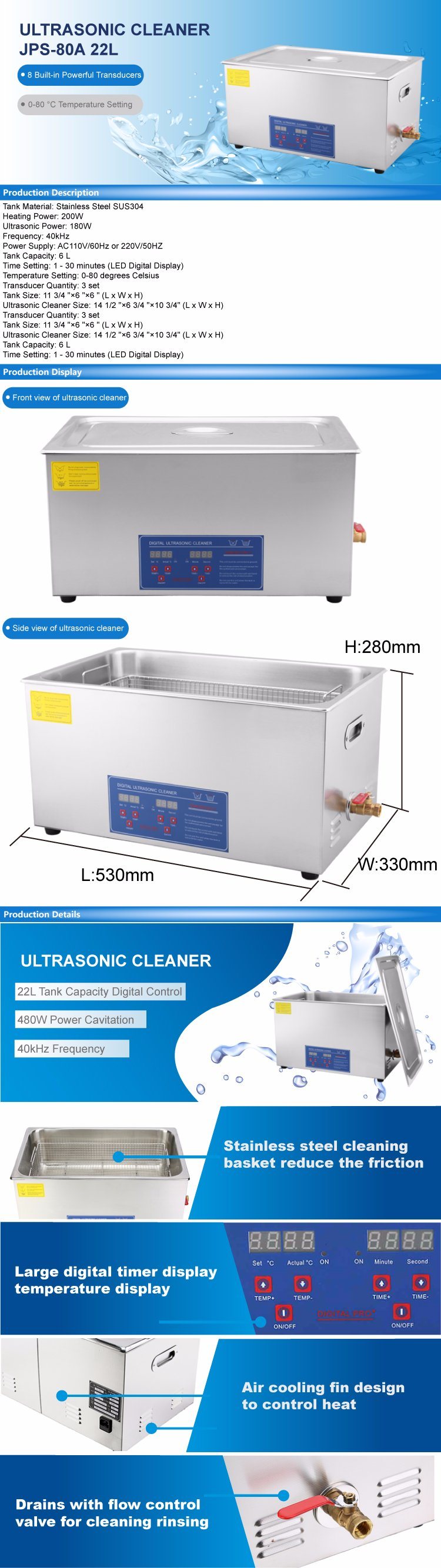 22L Liters Digital Ultrasonic Cleaner