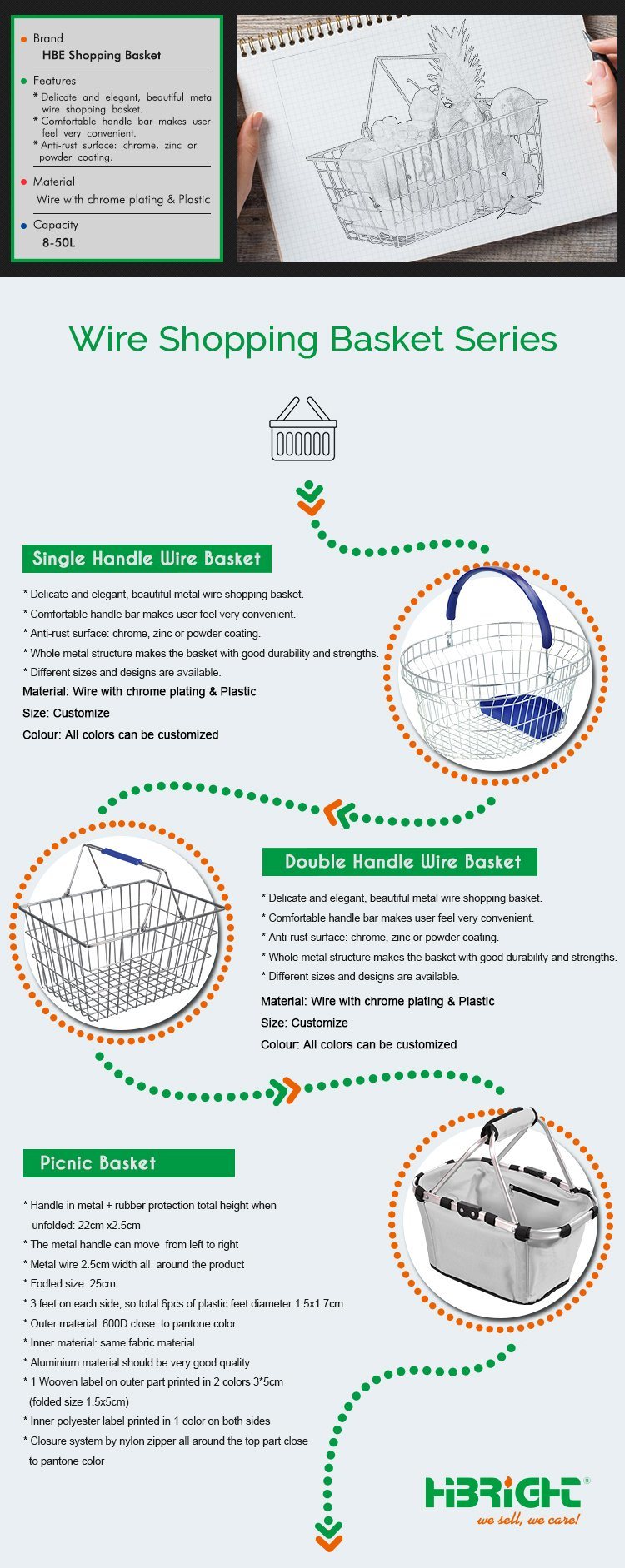 Colorful Supermarket Plastic Shopping Basket