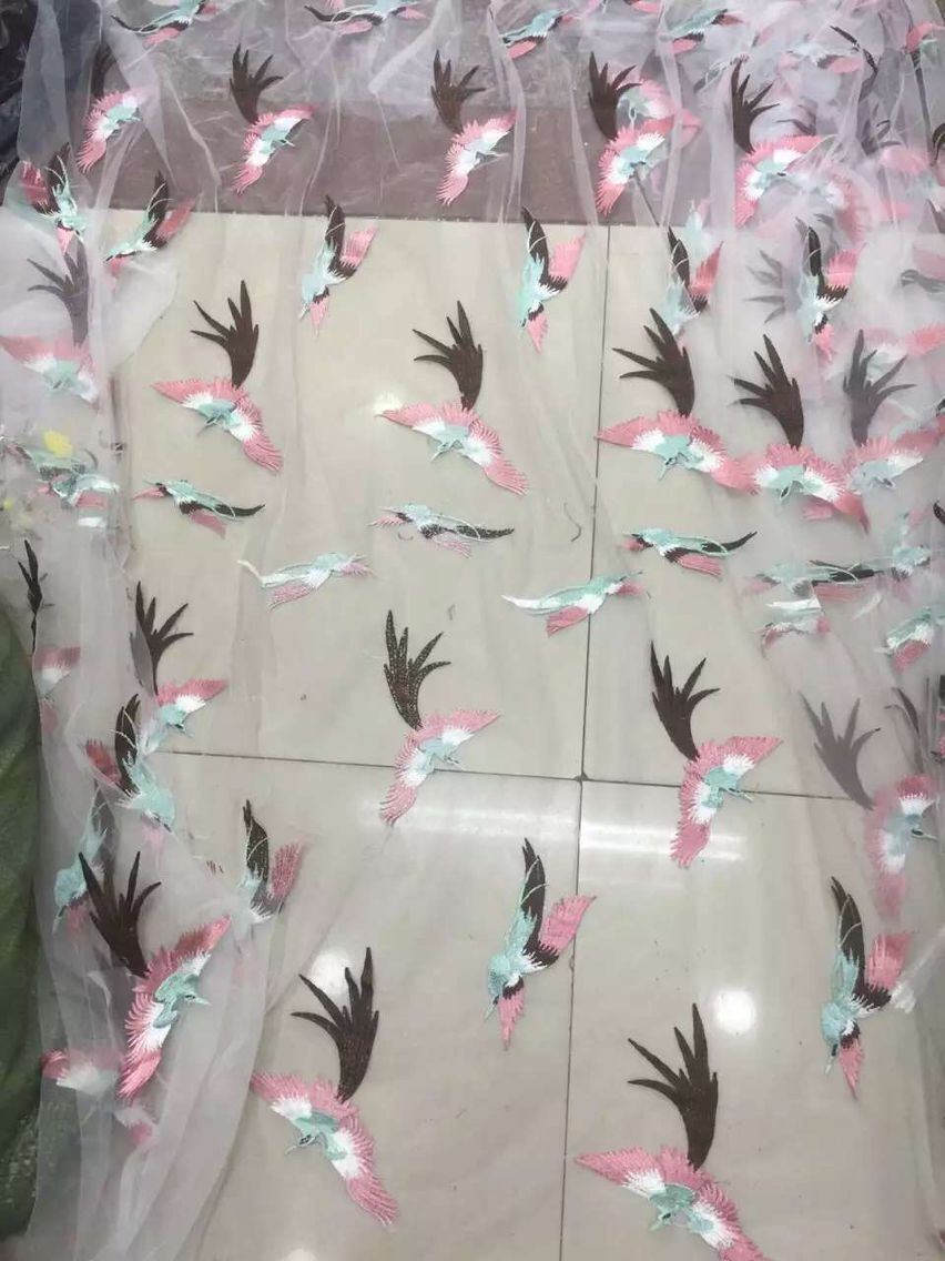 New Design Bird Embroidery Fabric for High Quality Women Dress