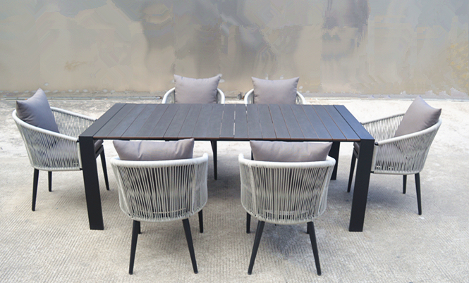 2018 New Design Blet Weaving Outdoor Dining Table Set Furniture