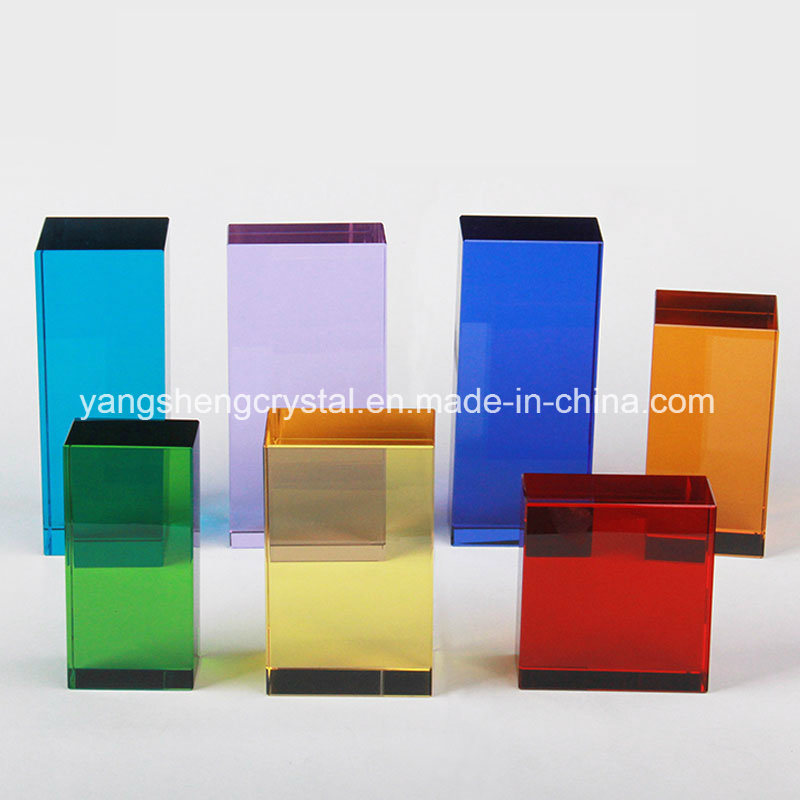 Colored Crystal Cube Customized Logo Etched Crystal Crafts