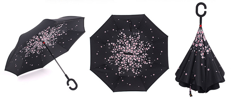 Windproof Reverse Umbrella Folding Double Layer Inverted Rain Women Self Stand Guarda Sol Sunny and Rainy Parasol