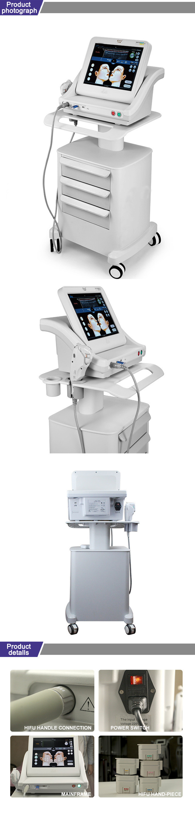 2018 Popular Ultrasound Skin Tighten Machine 1.5mm&3.0mm&4.5mm Smas Layer