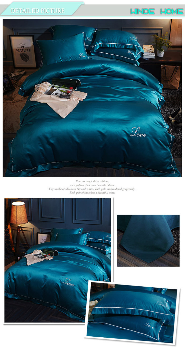 Home Textile Satin Silk Bed Sheet Comforter Cover Bedding Set