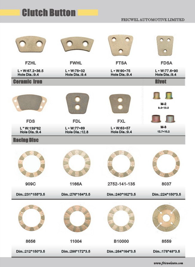 Friction Plate for Racing Cars (8656) , Friction Disc with Sintered Pads